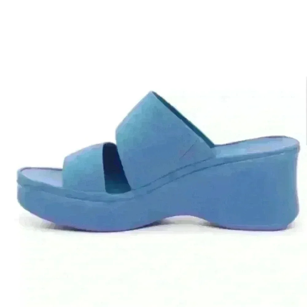 Naturalizer Blue Platform Slide Sandals - Picture 3 of 10